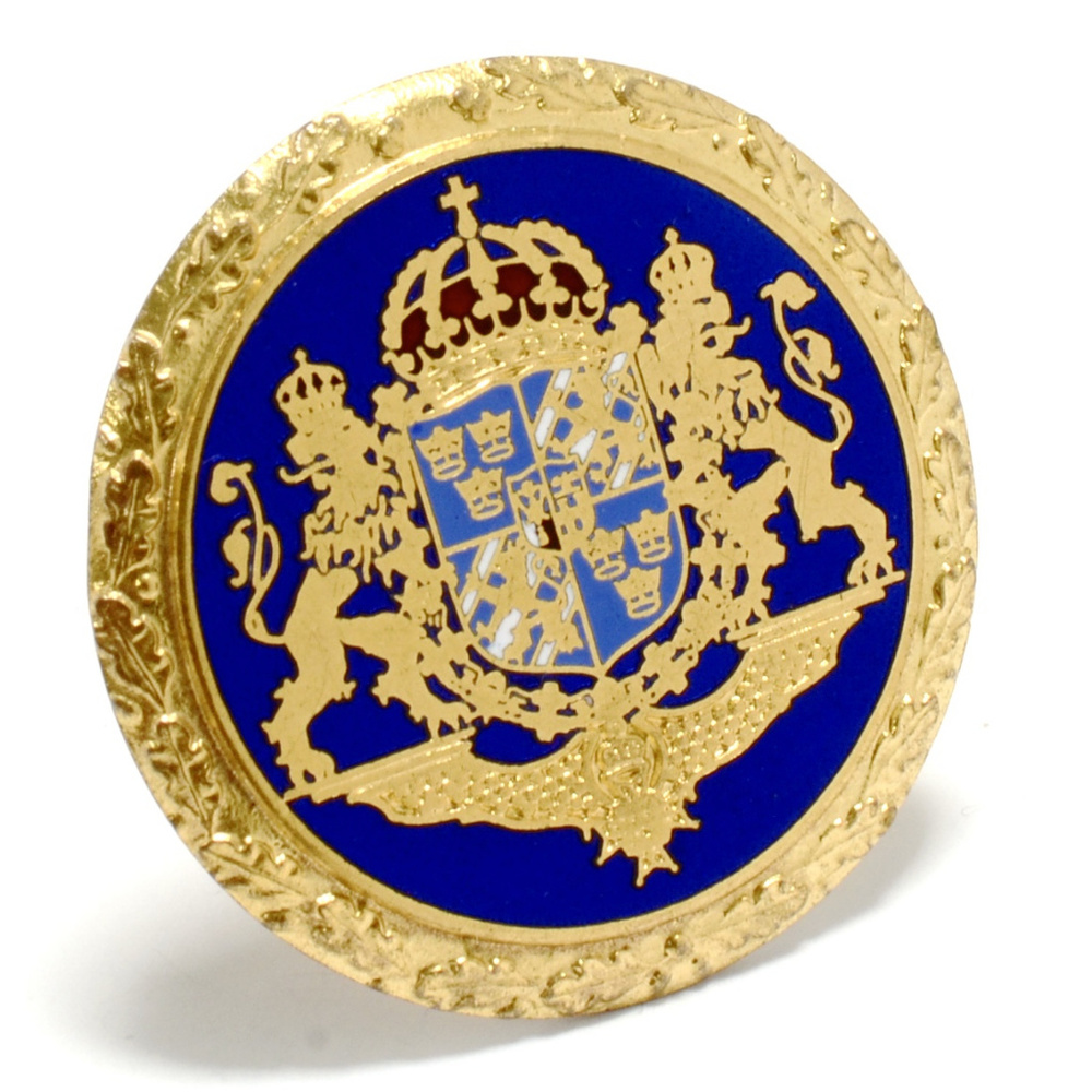 Swedish Royal Coat of Arms Gilt Enamel Brooch